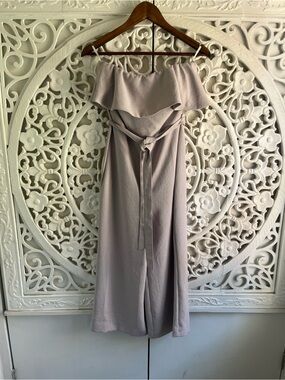 Babaton Light Lilac Off Shoulder Cropped Wide Leg Jumpsuit Belted Size 4